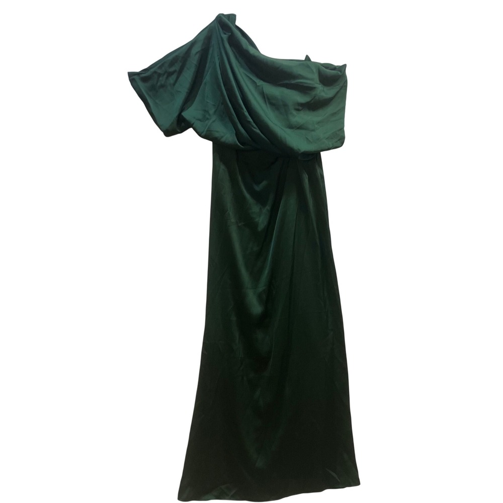 Emerald Green One Shoulder Maxi Dress SZ 12 Assymetrical Old Hollywood NWT Gala